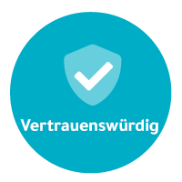 Häkchen im Schild mit "vertrauenswürdig" darunter, was ein Prinzip ist, das die besten Arten von Führungstrainings verkörpern sollten