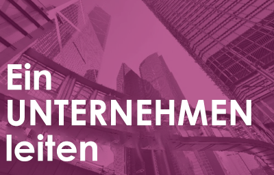 Grafik mit der Aufschrift "Leading the business" mit städtischem Hintergrund, um zu zeigen, wie wertvoll das mittlere Management in der Lage ist, Veränderungen in Organisationen schnell zu beschleunigen