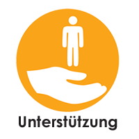 Symbol einer großen Hand mit einem Personensymbol in der Handfläche Zur Veranschaulichung In diesem Abschnitt geht es um das fünfte der wichtigsten Prinzipien in einer Krise: Unterstützung leisten, ohne die Verantwortung für den Aufbau von Eigentum zu übernehmen