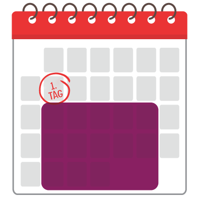 Kalender mit dem Startdatum für neue Mitarbeiter und allen folgenden Tagen eingekreist, um die Bedeutung des Onboardings in der zweiten Woche und darüber hinaus hervorzuheben