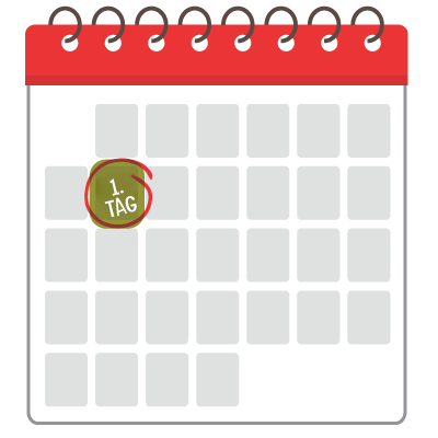 Kalender mit eingekreistem Startdatum für neue Mitarbeiter, um die Bedeutung des Onboardings am ersten Tag hervorzuheben
